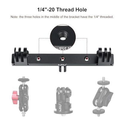 HSU Aluminum Dual Twin Mount, 1/4”-20 Cold Shoe Mount Adapter - color: Extension