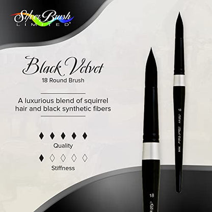 Silver Brush Limited Black Velvet Round Watercolor Paintbrush, Size 18 - size: 18