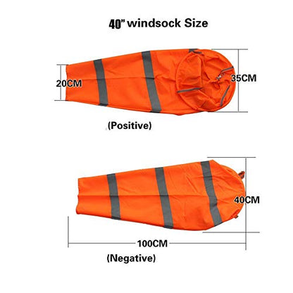 Airport Windsock Rip-stop Outdoor Rainbow Wind Measurement Sock Bag with Reflective Belt(30" 40" 60") (40") - size: 40"
