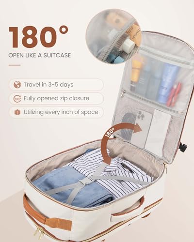 LOVEVOOK 50L Travel Backpack Flight Approved Carry on Backpack,3 Packing Cubes,Waterproof Personal Item Travel Bag,TSA Carry on Luggage Suitcase Travel Essentials,Gifts for Women & Men,fits 18" Laptop - color: Beige-brown, size: X-Large-50L-4Pcs(Standard)