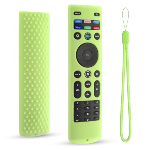 Silicone Remote Control Cover for Vizio XRT140, Protective Case for Vizio Smart TV Remote with Lanyard, Anti-Slip (Glowgreen) - color: Glowgreen