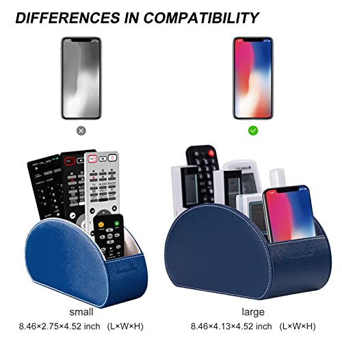 BONNY DODO Remote Control Holders Organizer Box with 5 Compartment PU Leather Multi-functional Office Desk Storage Caddy Store (Blue) - color: Blue
