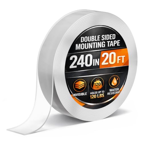 HYQO Clear Double Sided Tape Heavy Duty, 1.2 in x 20 Ft, 0.04 Inch Thick - size: 1.2" x 240" (0.04" Thick)