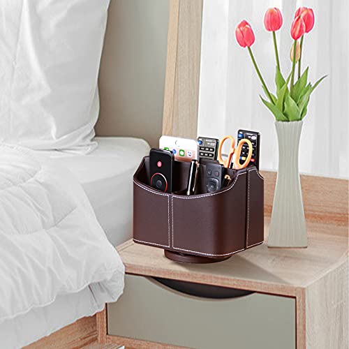 360° Spinning Remote Control Holder,TV Remote Caddy for Nightstand Table - color: Coffee