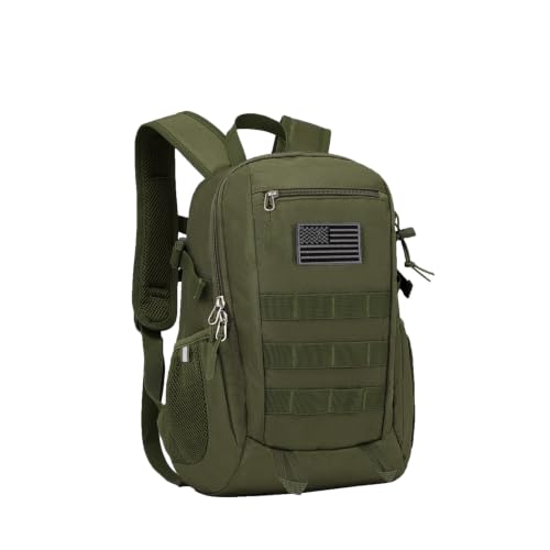 ArcEnCiel 10L/20L Mini X-Small Tactical Backpack MOLLE Daypack Gear Pack Camping Bag with Patch - color: Green, size: 10L