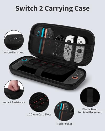 Accessories Bundle for Nintendo Switch 2 2025 20-in-1: 2 Wireless Pro Controllers, Carrying Case, Screen Protectors, Dockable Protective Case, Steering Wheels and Thumb Grips, All-in-1 Starter Kit & Gift Set - color: Red&Grey