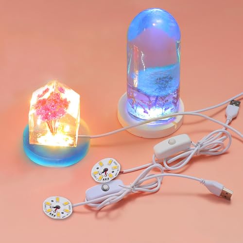 Round Display Base Silicone Mold with 6PCS LED Light for Resin