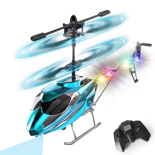 VATOS RC Helicopter for Boys, 2.4G Remote Control Helicopter with LED Light for Kids 12+ Years Old, Fixed Height, One-Key Take-Off, Indoor RC Planes Ideal Festival Gifts for Boys Adults - color: Blue