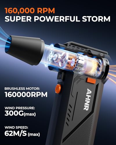AHNR Compressed Air Duster, 160,000RPM Electric Air Duster Blower for PC - color: Black/Orange