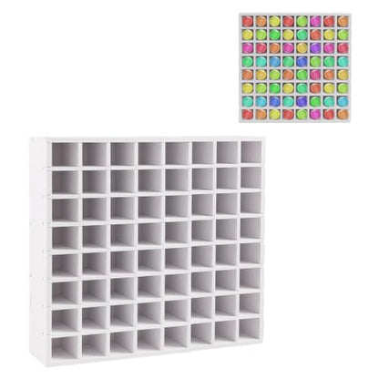 GRETJOB 64 Grids Paint Organizer, Wall Mountable Craft Paint Storage Rack - color: 64 Grids