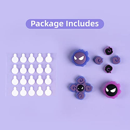 Cross D-Pad Button Caps Luminous Silicone Thumb Grips Set, ABXY Buttons Sticker Joystick Cover Caps Compatible with Nintendo Switch/OLED Controller (Gastly)