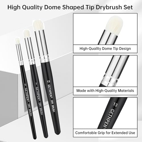 GETHPEN Drybrush Paint Brush Set, 5 Sizes Hobby Detail Paint Brushes - size: 5 Sizes