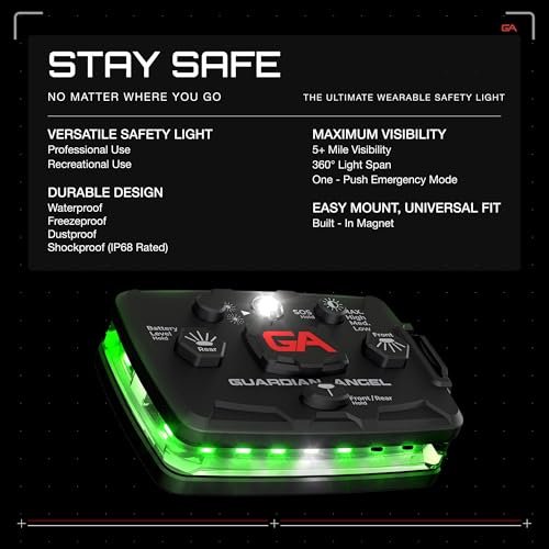 Guardian Angel Elite Safety Light - Green Front & Green Rear - color: Green/Green, size: 1-Pack