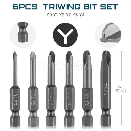 Triwing Screwdriver Bits Set 6pcs Y0 Y1 Y2 Y2 Y3 Y4 Y Tip Screwdriver Bits Magnetic Screwdriver Bits(50mm) - color: Y Head