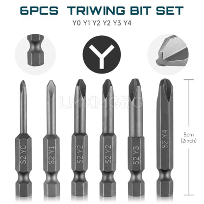 Triwing Screwdriver Bits Set 6pcs Y0 Y1 Y2 Y2 Y3 Y4 Y Tip Screwdriver Bits Magnetic Screwdriver Bits(50mm) - color: Y Head