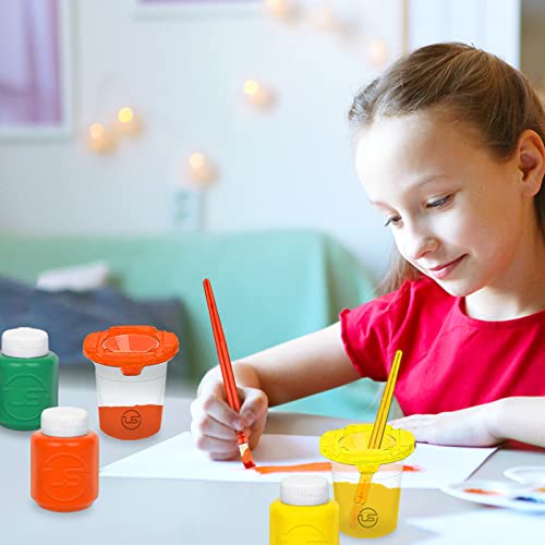 Paint Cups with Lids for Kids 10 No Spill Paint Containers, Paintbrushes - size: 10 Pack
