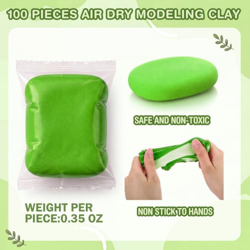 Air Dry Clay Bulk, Modeling Clay for Kids, 100 Pcs, Green - color: Green