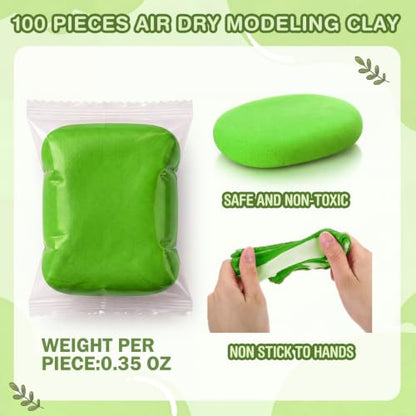 Air Dry Clay Bulk, Modeling Clay for Kids, 100 Pcs, Green - color: Green