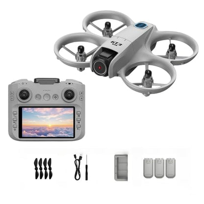 Drone with Camera for Adults & Beginners, 1080P HD FPV Drone with 4.3" Screen Remote Controller, Optical Flow Hovering, Intelligent Obstacle Avoidance, Auto Takeoff/Landing, 360° Flips, Quadcopter Kit with 3 Batteries & Charging Station