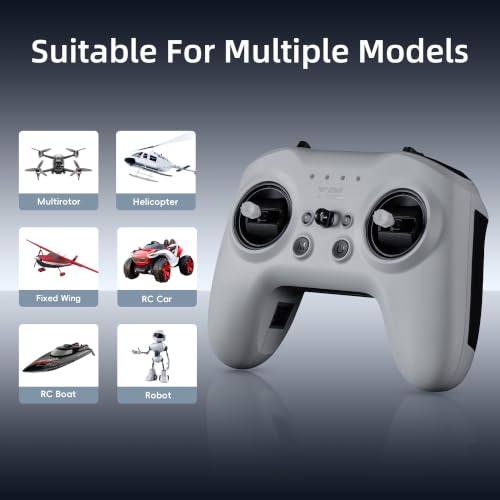Radiomaster T8L ELRS 2.4GHz Radio Transmitter, 204g Lightweight Screenless Remote Controller with Hall-Effect Gimbals, USB-C Charging & Simulator Compatibility for FPV Drones (Grey) - color: Grey