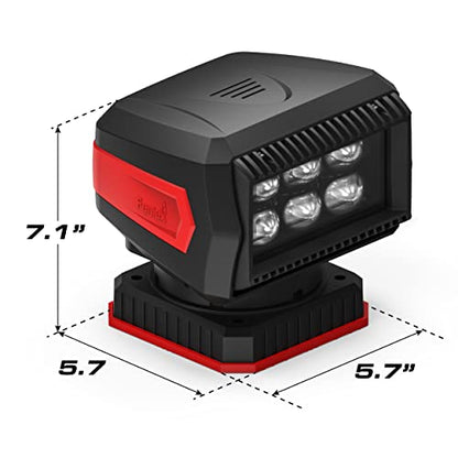 Feniex Remote Spot | 360° Rotatable Remote Controlled Spot Light | 6 Super Bright 10 Watt LEDs, SAE Class 1 | Vehicle Safety Perimeter Light