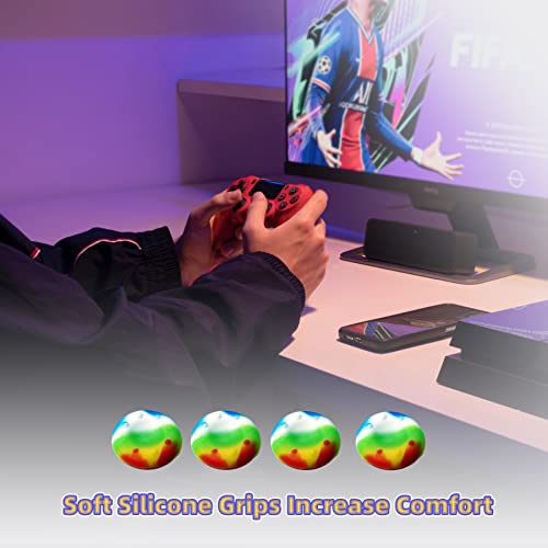 Silicone Skin Cover for Ps4 Controller (1pc Anti-Slip, 1 Pair L2 R2 Trigger Extender, 4pcs Thumb Grips,4pcs LED Light Bar Decal) Protector for DualShock PS4/ Slim/Pro Controller - color: Splashing graffiti