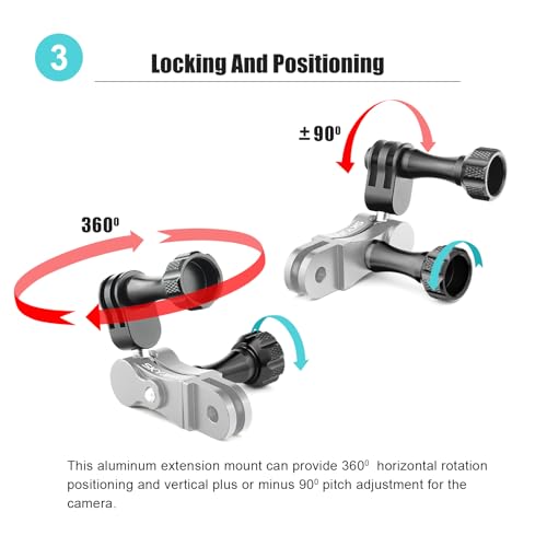 Aluminum Ball gopro Handlebar Mount, 360 Rotation and Lock Any Direction, Shock-Resistant, Compatible with Gopro Hero 13 12 11 10 9 8 DJI Osmo Insta360 AKASO and Other Action Camera