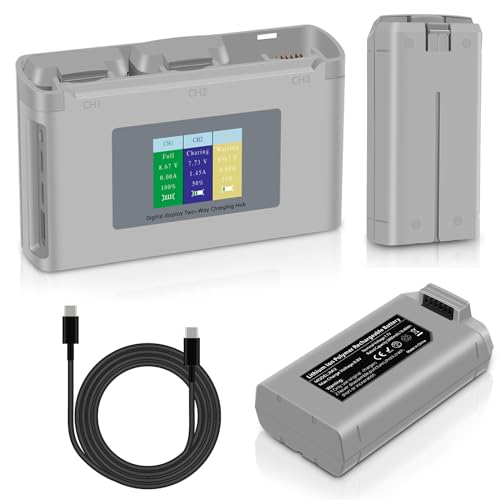 Fantasyo Intelligent Mini 2 Battery 2 Pack 2400mAh and 3 Channel Smart LED Two-Way Charger Set Compatible with DJI Mini 2/SE/2 SE/4K Series Drones