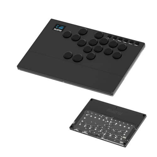 NLOFIN Leverless Arcade Stick 16Keys All-Button Leverless Controller(Black) - color: Black