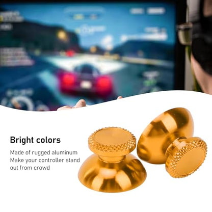 Pomya Thumbsticks for Controller, 2Pcs Metal Thumb Grip Replacement for Handheld Game Console, Aluminum Alloy Analog Thumb Sticks Accessories (Yellow) - color: Yellow