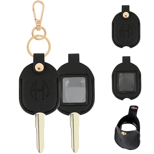 Leather Remote Key Fob Sleeve for Broken Car Key Loop Replacement - color: Black 01, Large