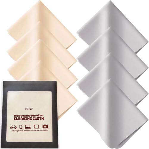Glasses Cleaning Cloth, 30% Thicker 260g High-Density Microfiber Cleaning Cloth for Glasses, Lens and Screens, Ultra-Soft Suede Texture Lens Cleaning Cloth for Camera, VR, Tablets - color: 8pcs-grey+beige, size: 6”x7”