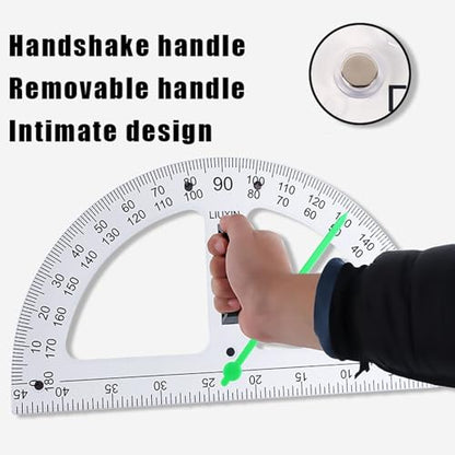 Magnetic Geometry Tool, Protractor, Triangle Rulers Easy Attachment Blackboard Measurement Kit, Teacher Board Protractor Multi-Purpose Kit Large (Transparent-2pc) - style: Transparent-2pc