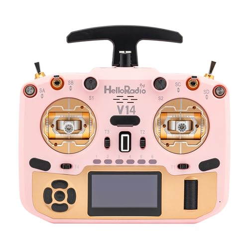 HelloRadio V14MAX ELRS FPV Radio Transmitter – 2.4GHz ELRS OpenTX/EdgeTX Remote Controller with CNC Hall Gimbals, AI Voice Assistant, External Module Bay, Foldable T-Antenna, and OLED Display for RC FPV Drones