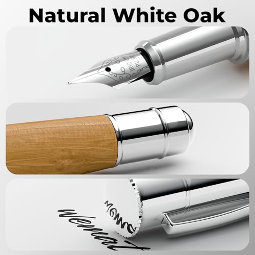 WEMATE Fountain Pen Set for Writing, Fine Nib, Yellow Oak - color: Yellow, style: Oak