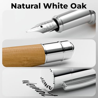 WEMATE Fountain Pen Set for Writing, Fine Nib, Yellow Oak - color: Yellow, style: Oak