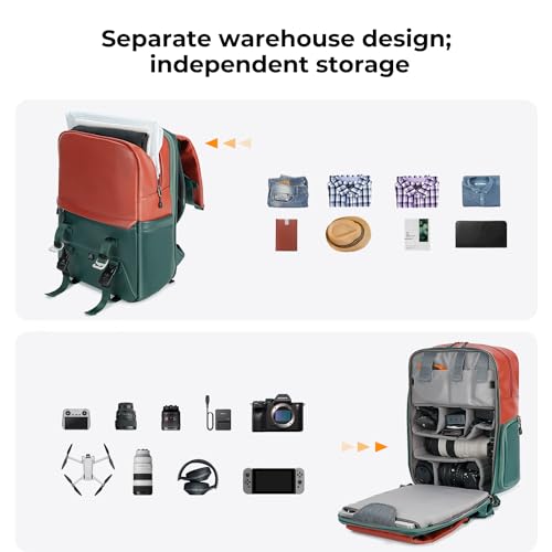 K&F CONCEPT Camera Backpack, 20L Camera Bags for Photographers - color: 06-orange Green