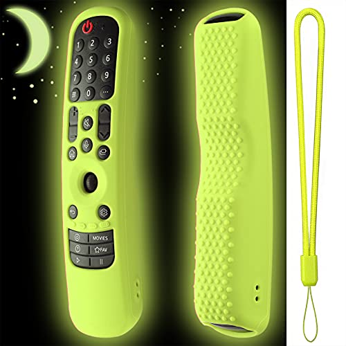 Hi Color Silicone Cover for MR24GA/MR21GA/MR22GN/MR23GA Protective Case Compatible with LG Magic TV C2 C3 G3 OLED Remote Control Slicone Sleeve with Lanyard(Glow Green) - color: Glow green