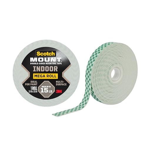 Scotch-Mount Indoor Double-Sided Mounting Tape, White, 1 Roll