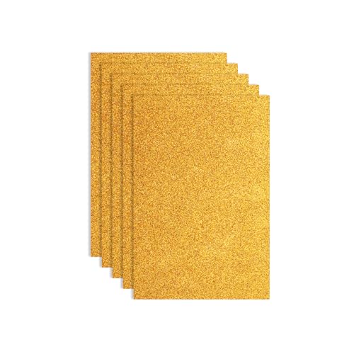 uxcell Foam Sheets 5Pcs 8x12Inch EVA Self-Adhesive Sparkle Gold Glitters - color: Gold