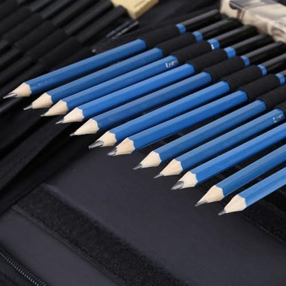 Drawing Pencils Kit, 40 Piece Sketching Set with Graphite, Charcoal, Pastel Pencils, Erasers, Sharpeners, Carrying Bag