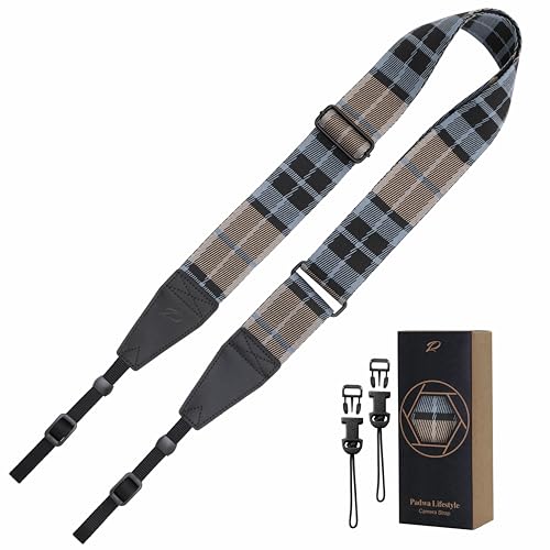 Padwa Lifestyle Extra Long Adjustable Camera Strap for Photographers - 2" Wide Full Grain Cowhide Leather Ends Camera Straps with Quick Release for All Cameras,Binoculars(Twill Blue) - color: Z# - Twill Blue, size: Adjustable 38~66 inch / 2 inch Wide