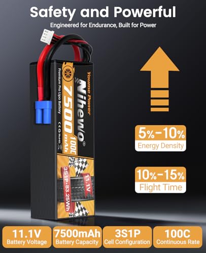 3S Lipo Battery 7500mAh 11.1V 100C Hardcase EC5 for RC Car Boat 2pcs