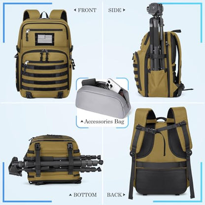 SDYSM Waterproof Camera Backpack 15.6 Inch,Camera Bags for Photographers - color: Brown