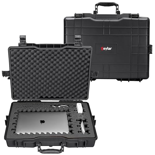 Eylar 22” Hard Laptop Case Equipped with RAGAR Reconfigurable & Reusable XP Crosslinked Foam Insert, Waterproof, Shockproof for Equipment, Drones, and Cameras (1 RAGAR Layer) (Black) - color: Black