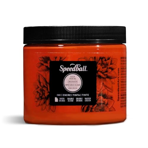 Speedball Water-Soluble Block Printing Ink, 16 oz Jar, Orange (003707)
