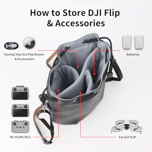 Drawstring Mini 4K 3 4 5 Pro Drone Camera PU Leather Crossbody Shoulder Bag - color: Olive Green