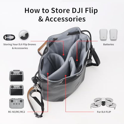 Drawstring Mini 4K 3 4 5 Pro Drone Camera PU Leather Crossbody Shoulder Bag - color: Olive Green