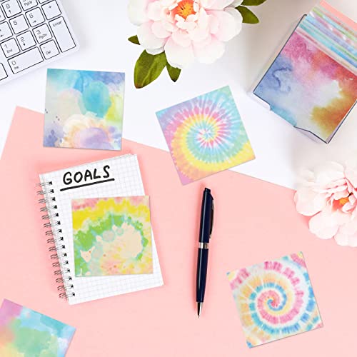 Eaasty 12 Pcs Rainbow Sticky Notes Tie Dye Pastel Sticky Note, 3 x 3 Inch - size: 3 x 3 Inch