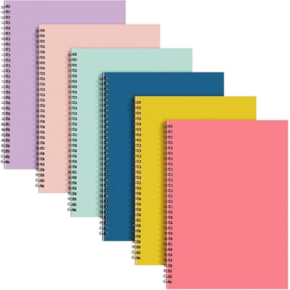 Fuutreo 6 Pack Spiral Notebook 10.5x7.45 Notebook,Playful,Bright - color: Playful